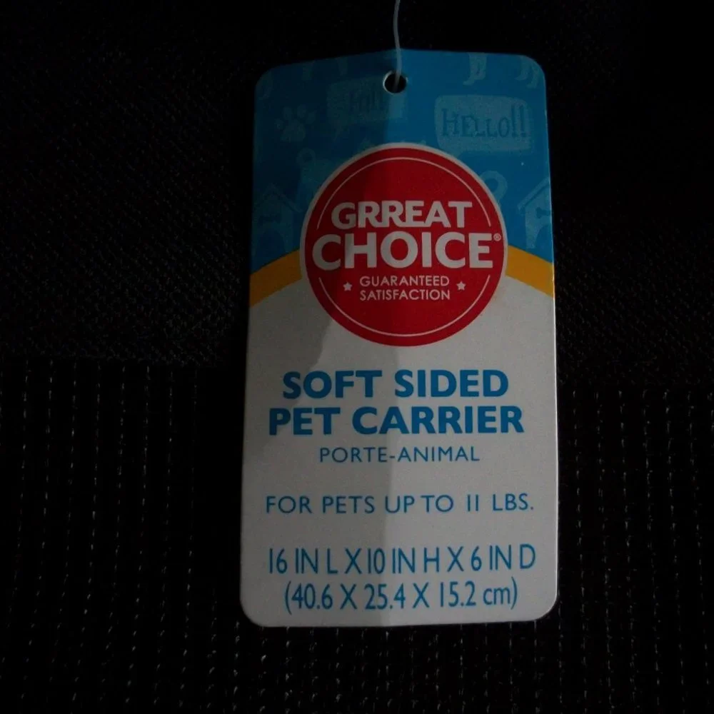 NWT Grreat Choice Black Soft Sided Pet Carrier